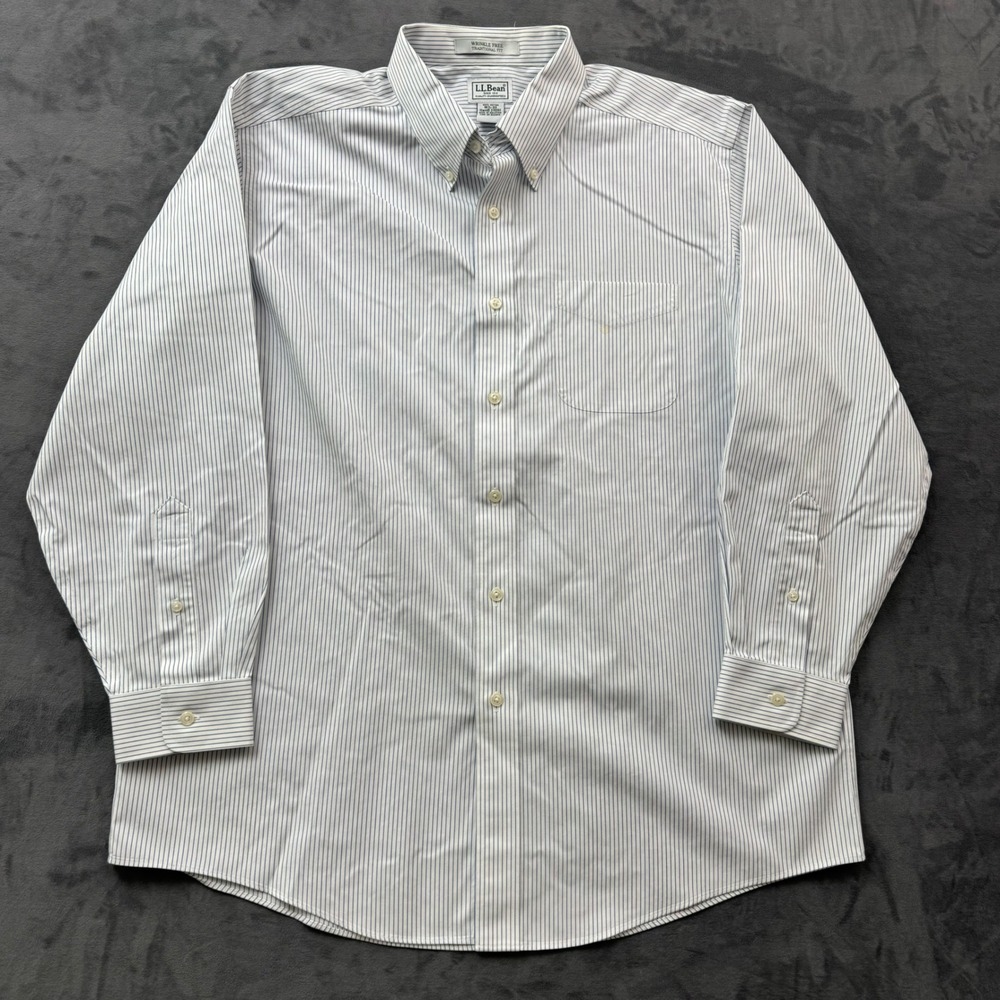 LL Bean Mens Wrinkle Free Traditional Fit Pinstripe Button Down Shirt 16.5-33